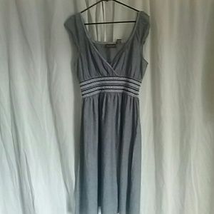 Blue cotton surplice neckline dress